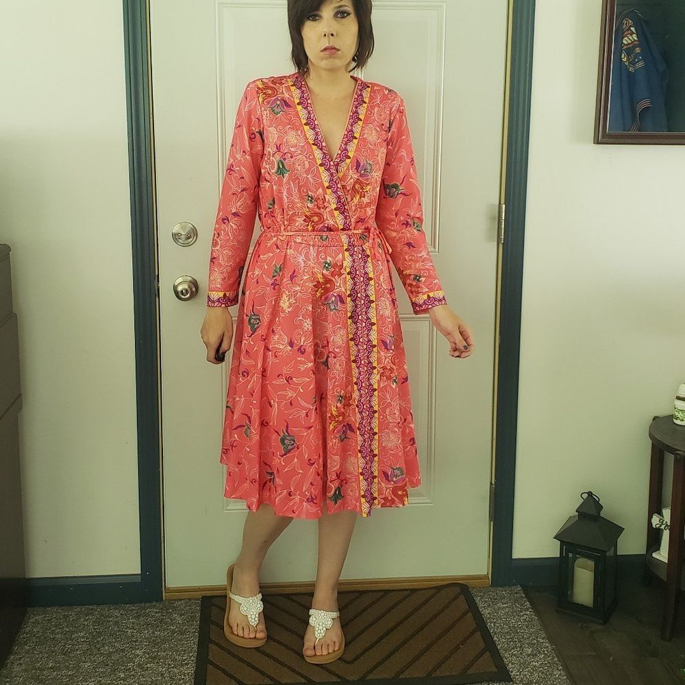 70s Home Made Day Glo Funky Pink Dress